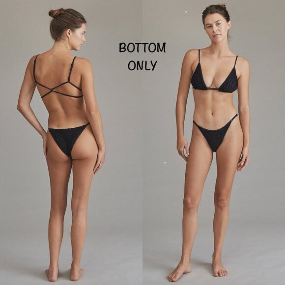 Acacia Swim SALÉ Crochet Bikini Bottom - Licorice - Adjustable - Sz. Small - Picture 1 of 7